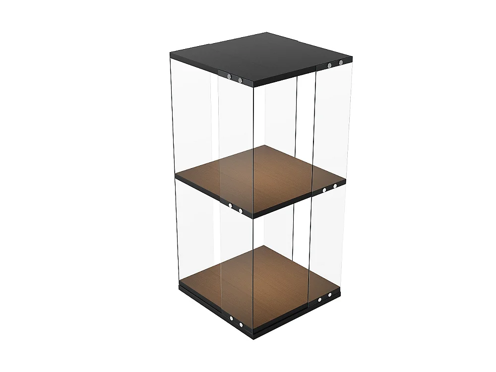 Cabinet d'affichage rotatif 38 × 38 × 82 cm - vitrine transparente à 2 niveaux avec LED - étagère de stockage à base rotative à 360° - noir