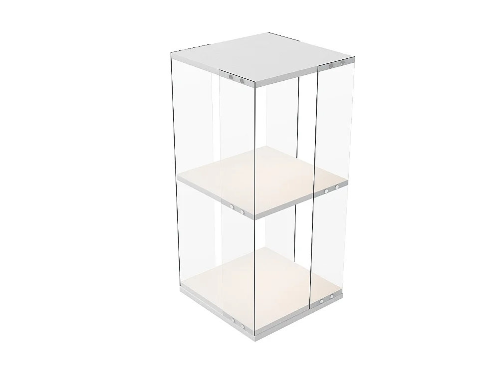 Cabinet d'affichage rotatif 38 × 38 × 82 cm - vitrine transparente à 2 niveaux avec LED - étagère de stockage à base rotative à 360° - blanc