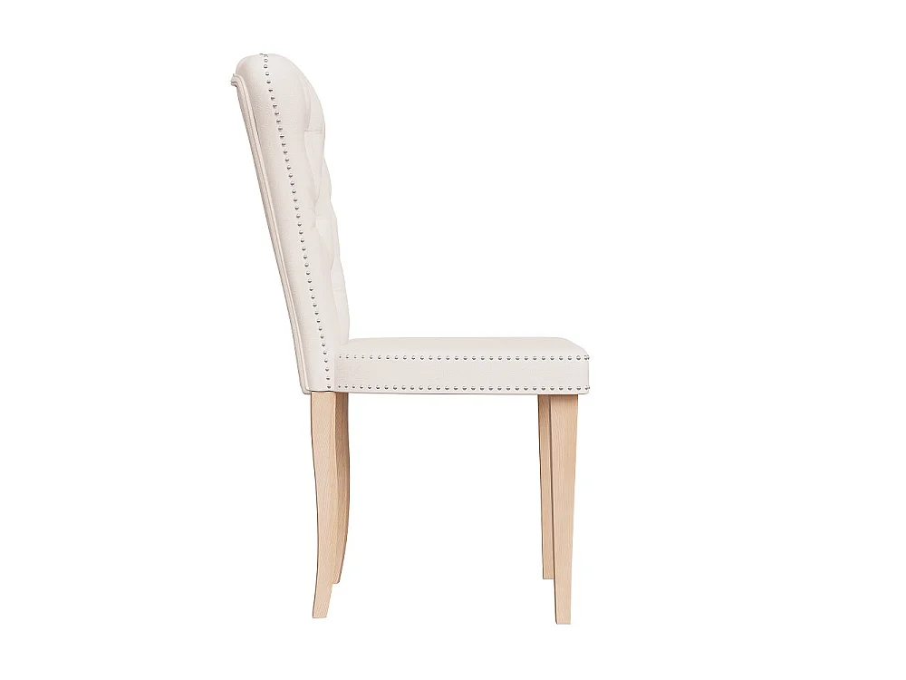 Chaises à manger en velours tufted - 2 pièces rembourrées chaise de cuisine haut dos avec Nailhead Trim & jambes en bois massif - Beige