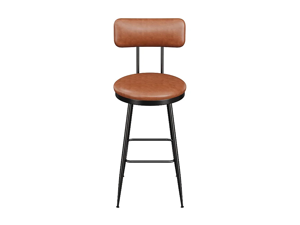 Tabourets de bar de 2 pièces - Tabourets de bar de hauteur de compteur en cuir PU avec dossier, jambes en métal - chaises de cuisine rembourrées - marron