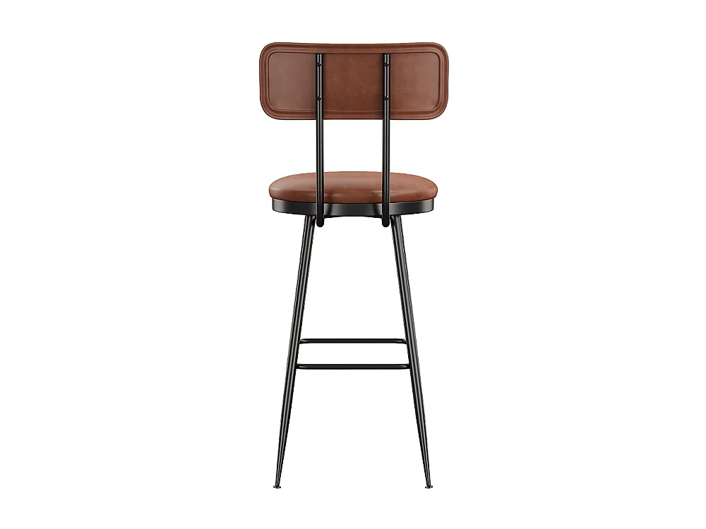 Tabourets de bar de 2 pièces - Tabourets de bar de hauteur de compteur en cuir PU avec dossier, jambes en métal - chaises de cuisine rembourrées - marron