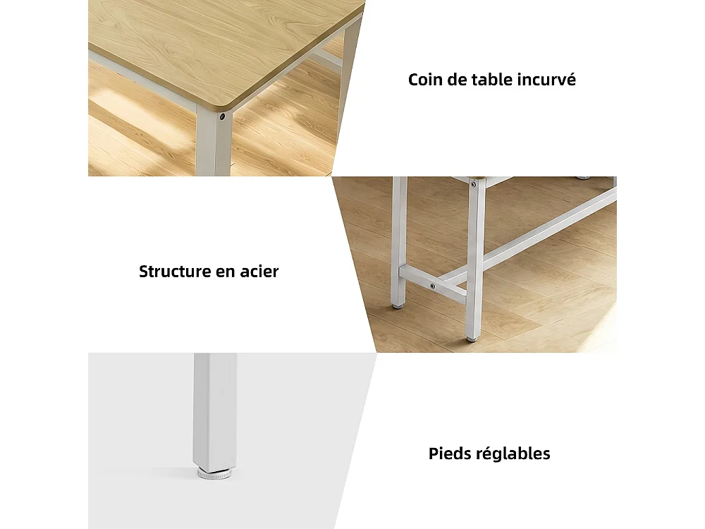 Table à manger avec 2 bancs - Table de cuisine de 110cm avec cadre en métal - Set à manger économisant de l'espace pour 4 personnes - marron