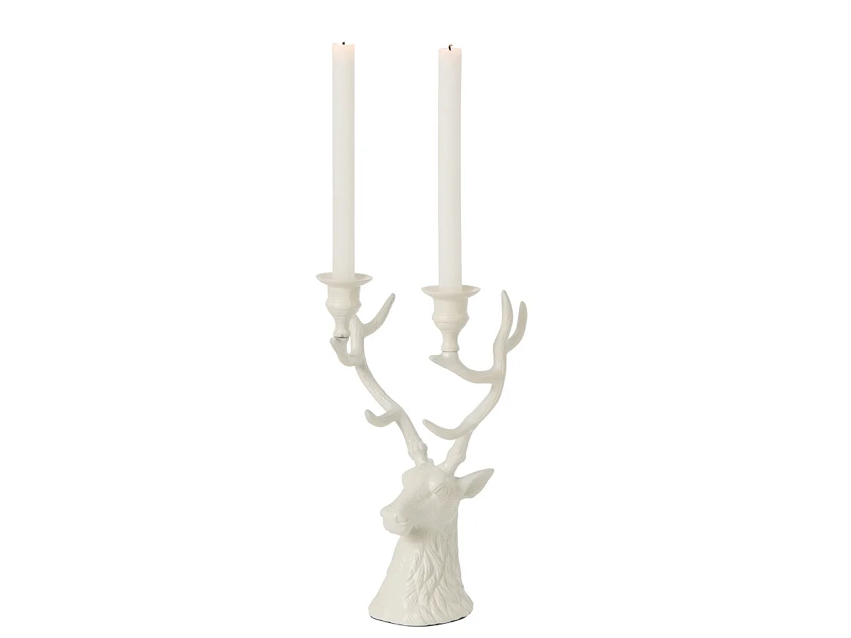Chandelier Tête de Cerf "Yasmine" 34cm Blanc