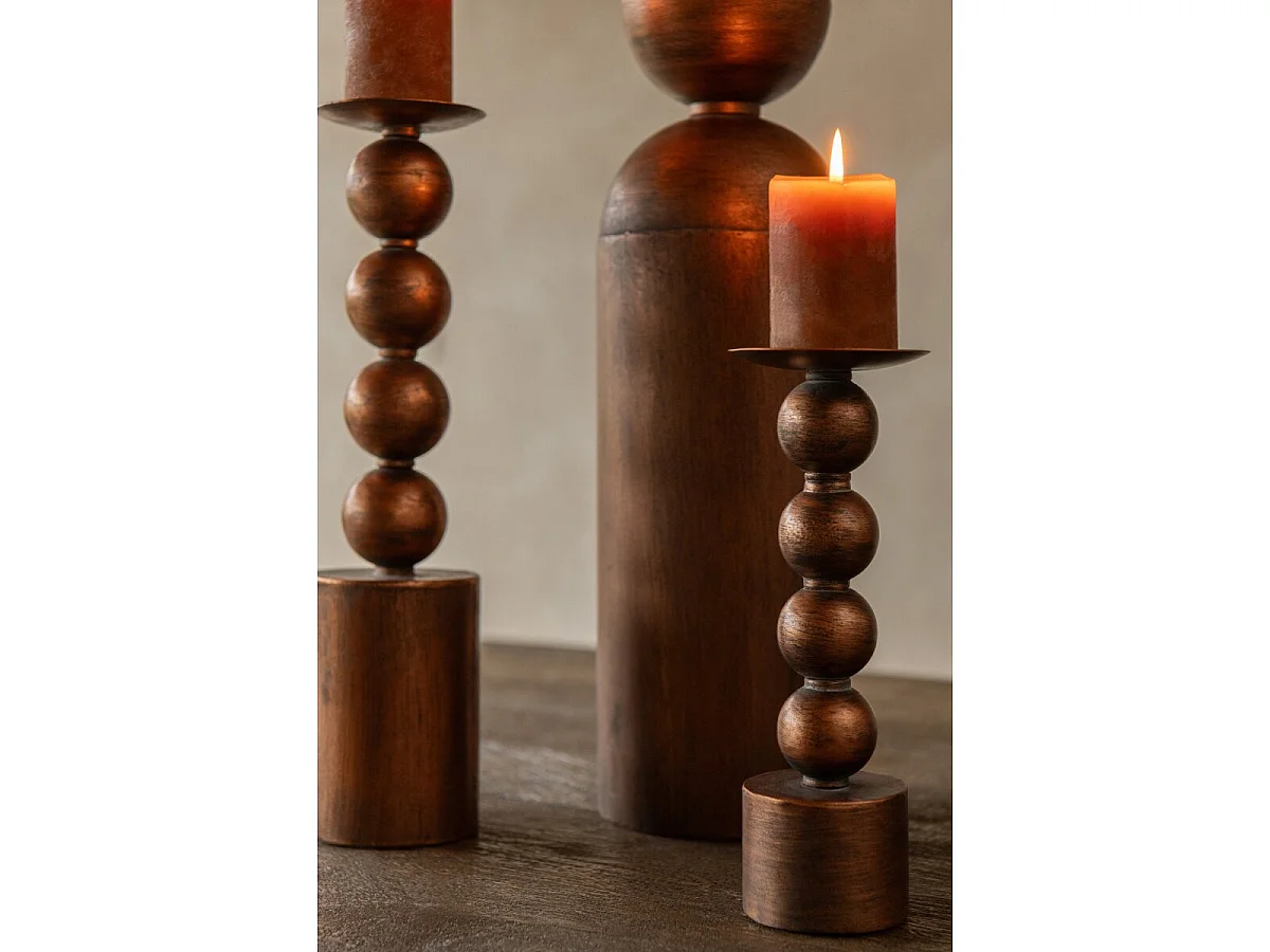 Lot de 2 Bougeoirs Sphère "Malte" 33cm Bronze