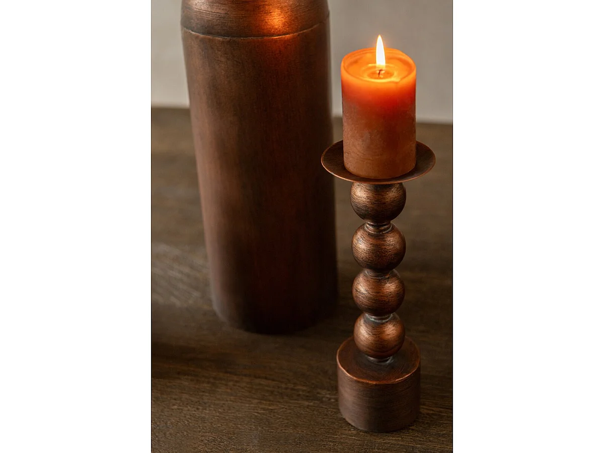 Lot de 2 Bougeoirs Sphère "Malte" 33cm Bronze