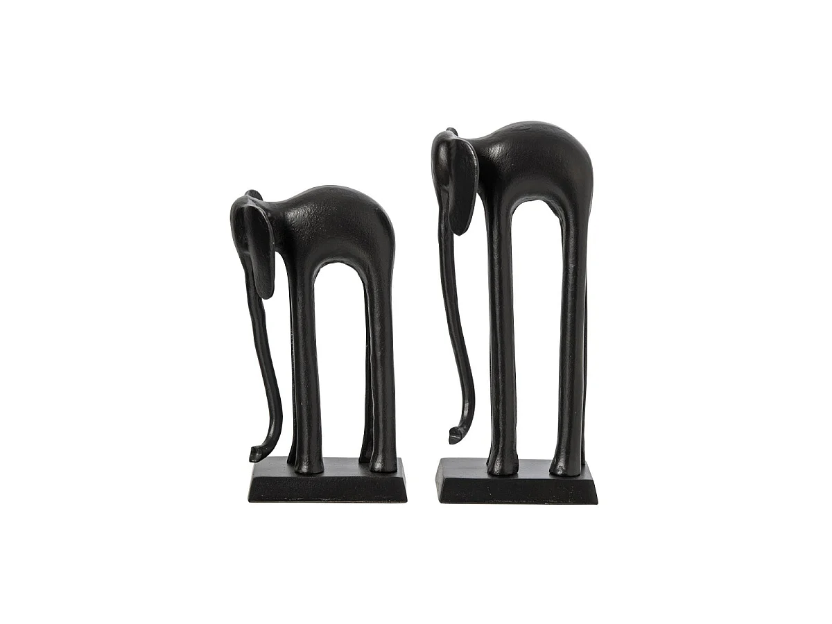 Lot de 2 Statuettes Éléphants "Zoé" 42cm Noir