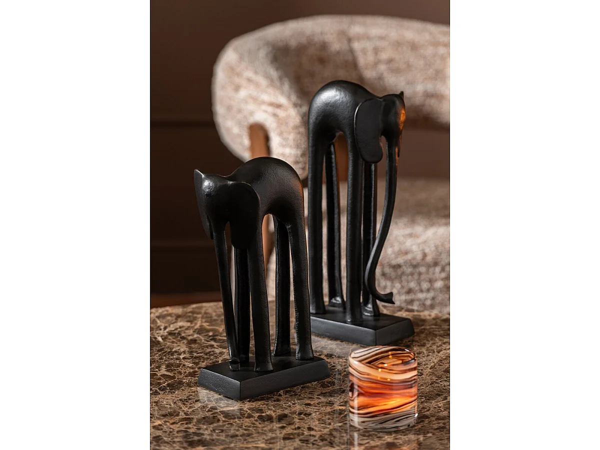 Lot de 2 Statuettes Éléphants "Zoé" 42cm Noir