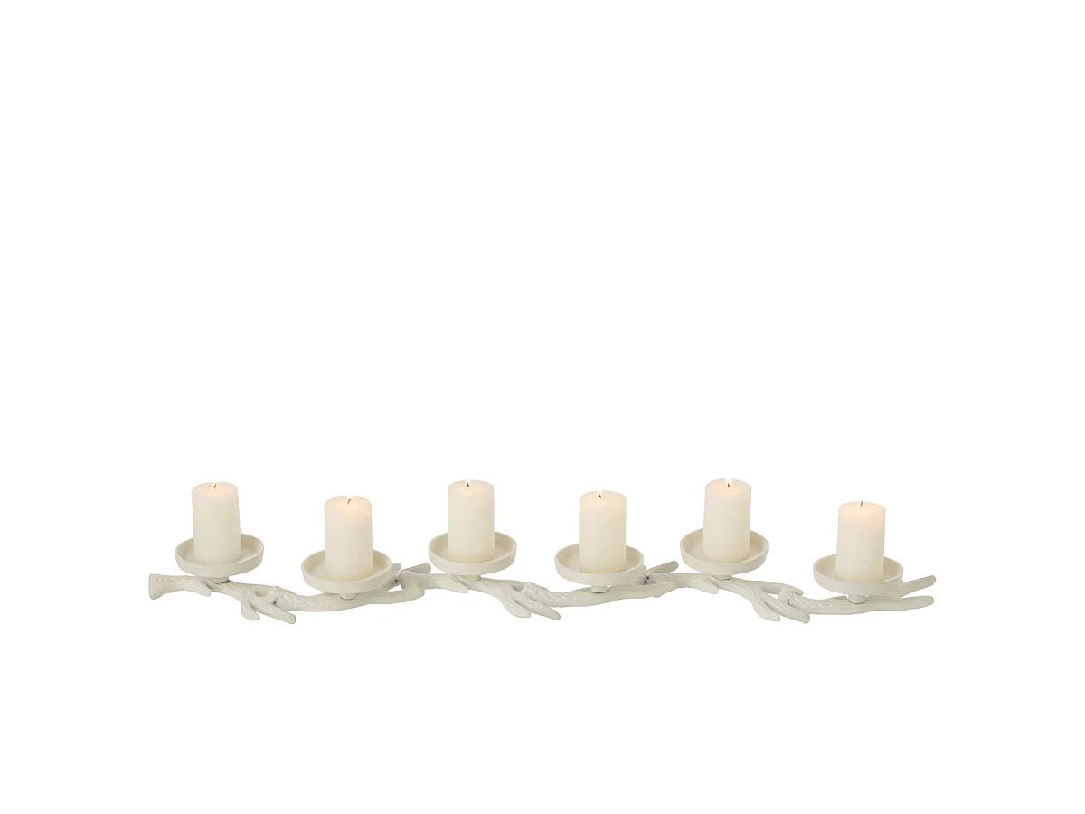 Chandelier Branche de Cerf "Yasmine" 83cm Blanc