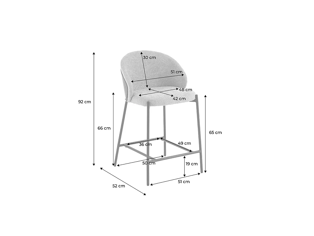 Lot de 2 tabourets de bar bois de peuplier teinté noyer. acier noir et tissu texturé kaki - Paul