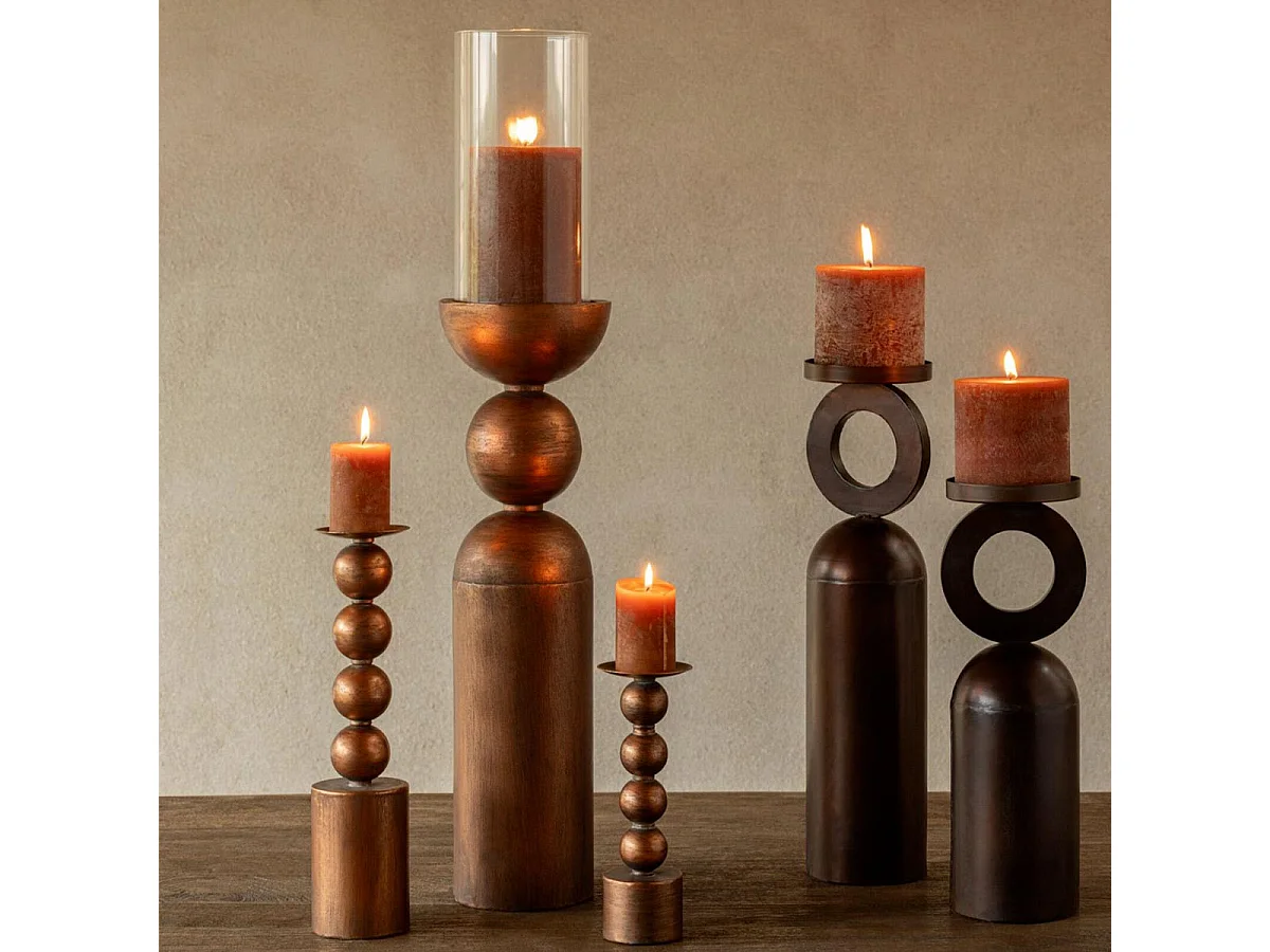 Photophore sur Pied en Métal "Damien" 68cm Bronze