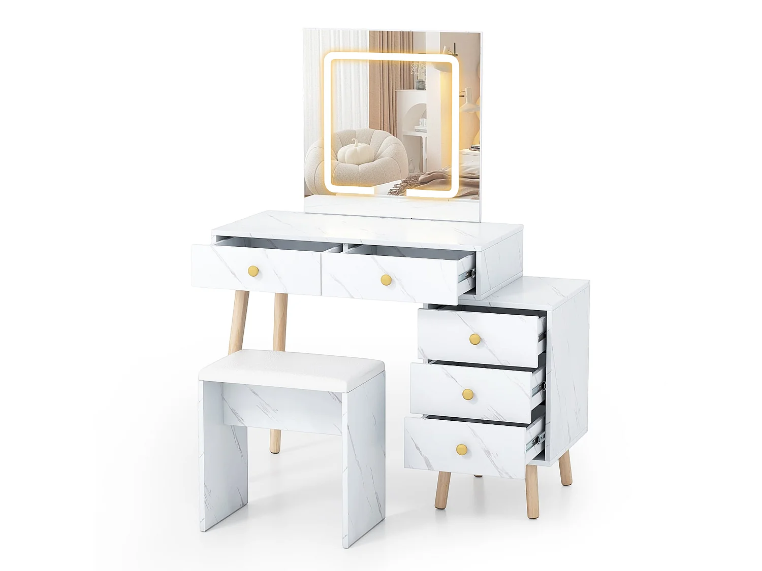 Schminktisch mit Beleuchtung Schminktisch mit Schrank und Hocker