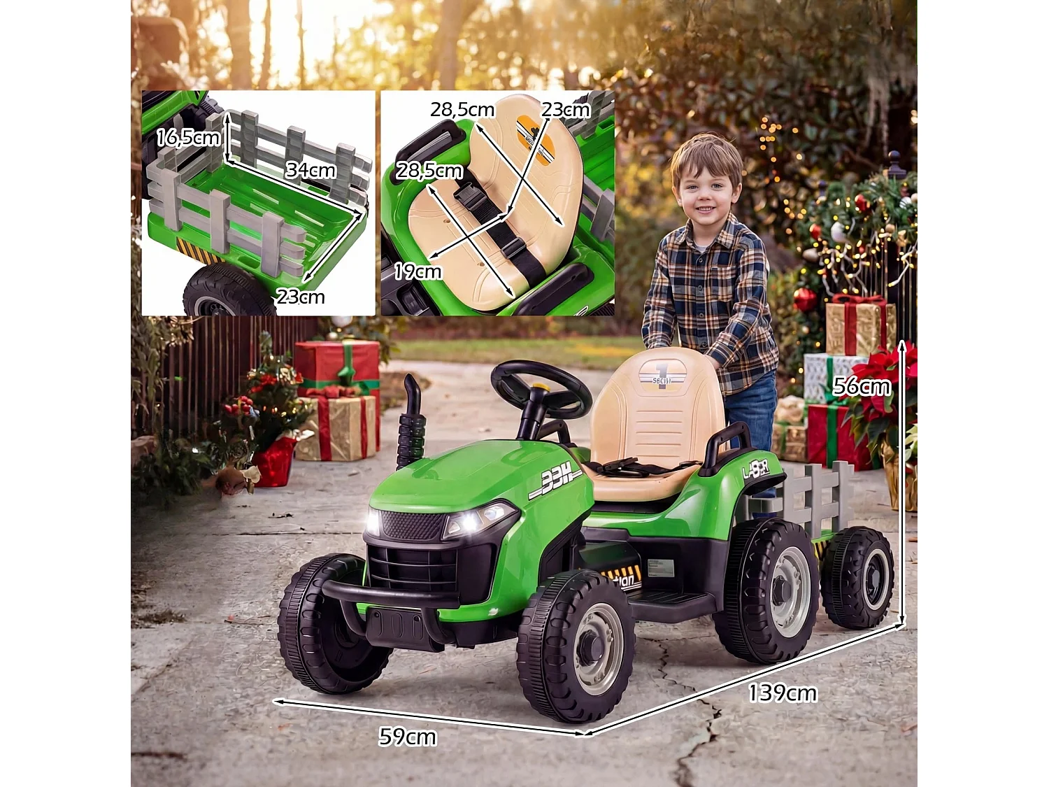 Trattore elettrico con rimorchio per bambini – Veicolo a batteria
