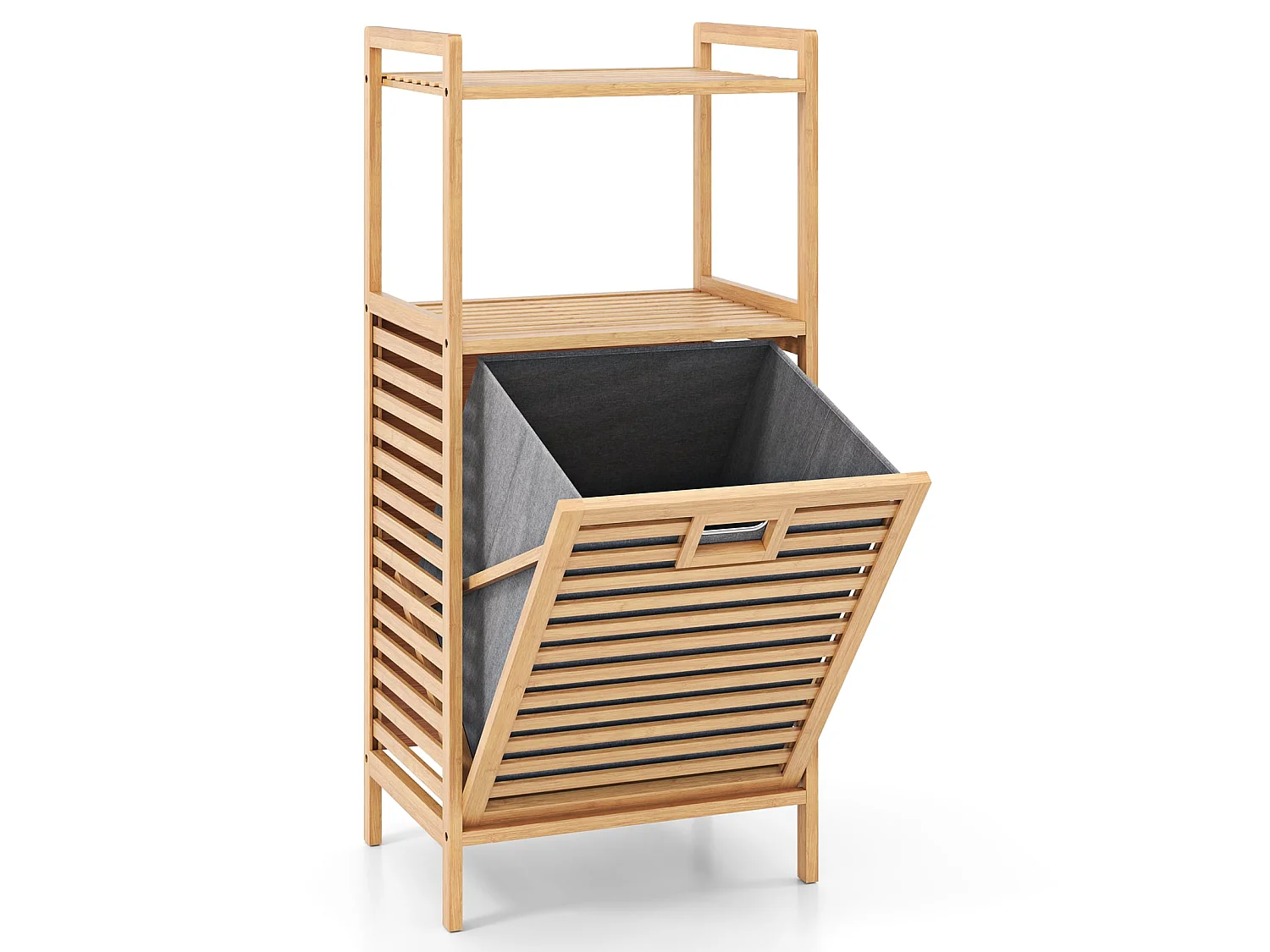Badezimmerschrank mit Wäschekorb, 43,5 x 33 x 96 cm