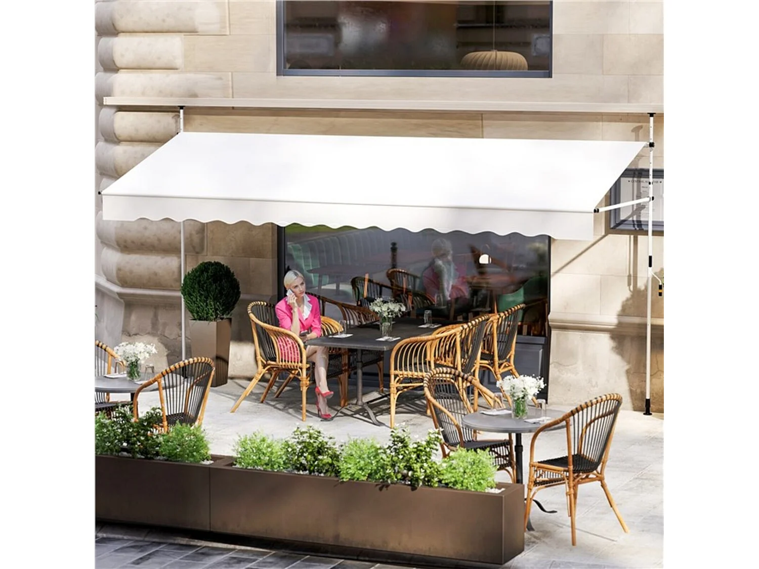 Tenda da balcone da 400 cm con manovella Tenda da terrazza bianca
