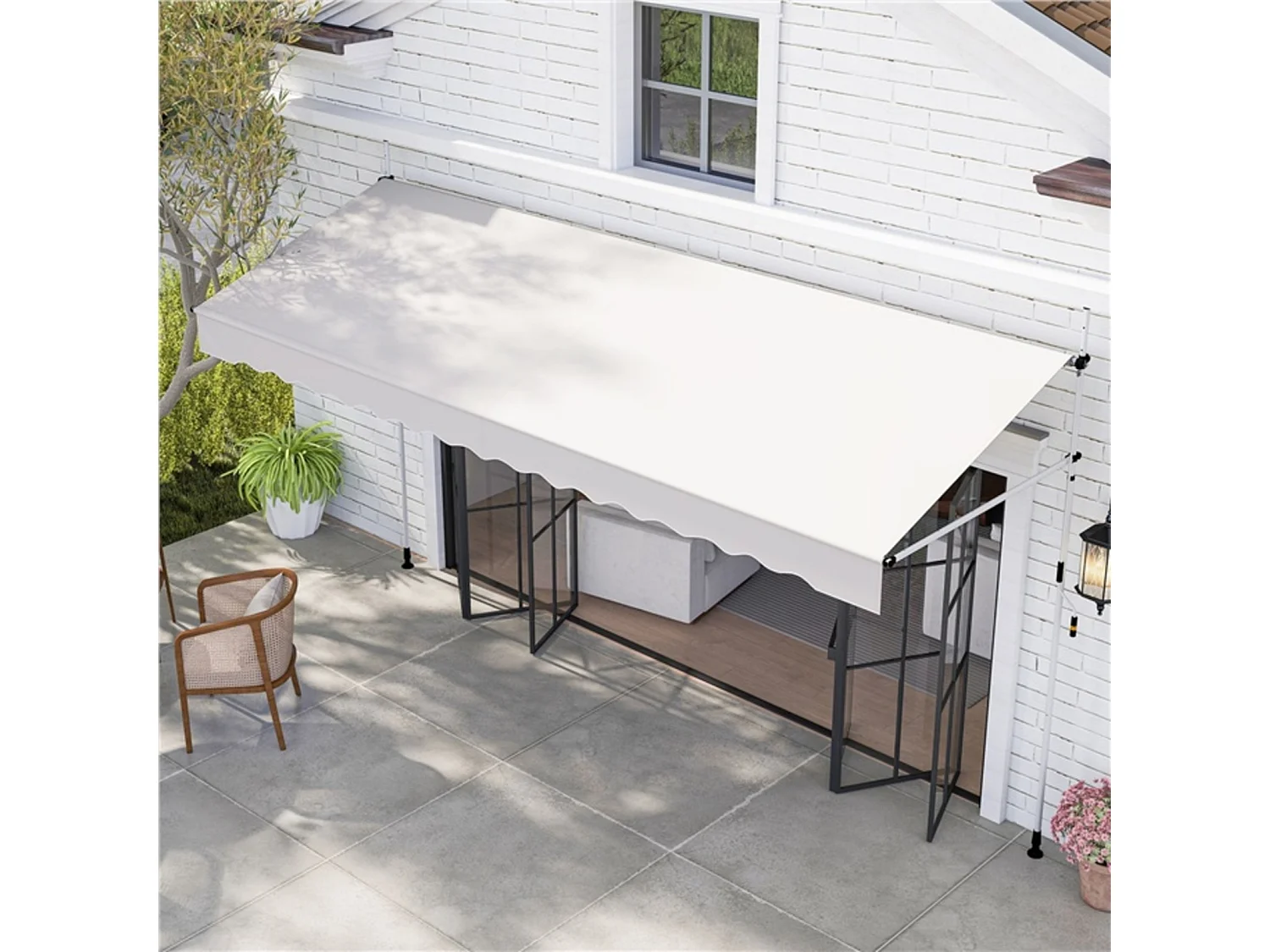 Tenda da balcone da 400 cm con manovella Tenda da terrazza bianca