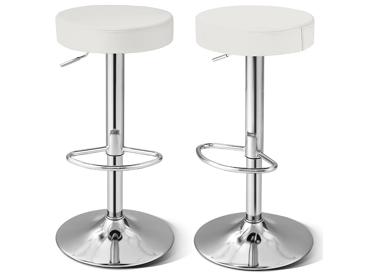 Set: Barhocker mit Höhenverstellung, weiß, 2 Stück