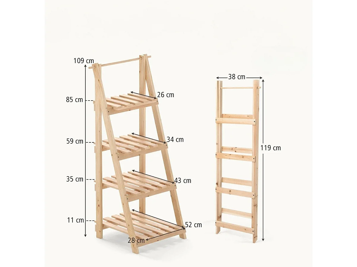 Vasi da fiori da appoggio Scaffale pieghevole per fiori Scaffale a scala