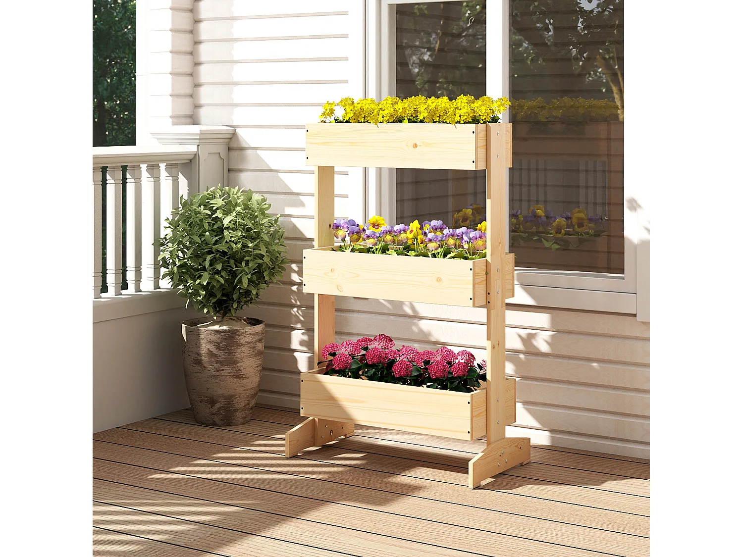 Fioriera con 3 vasi per piante 69 x 39 x 109 cm