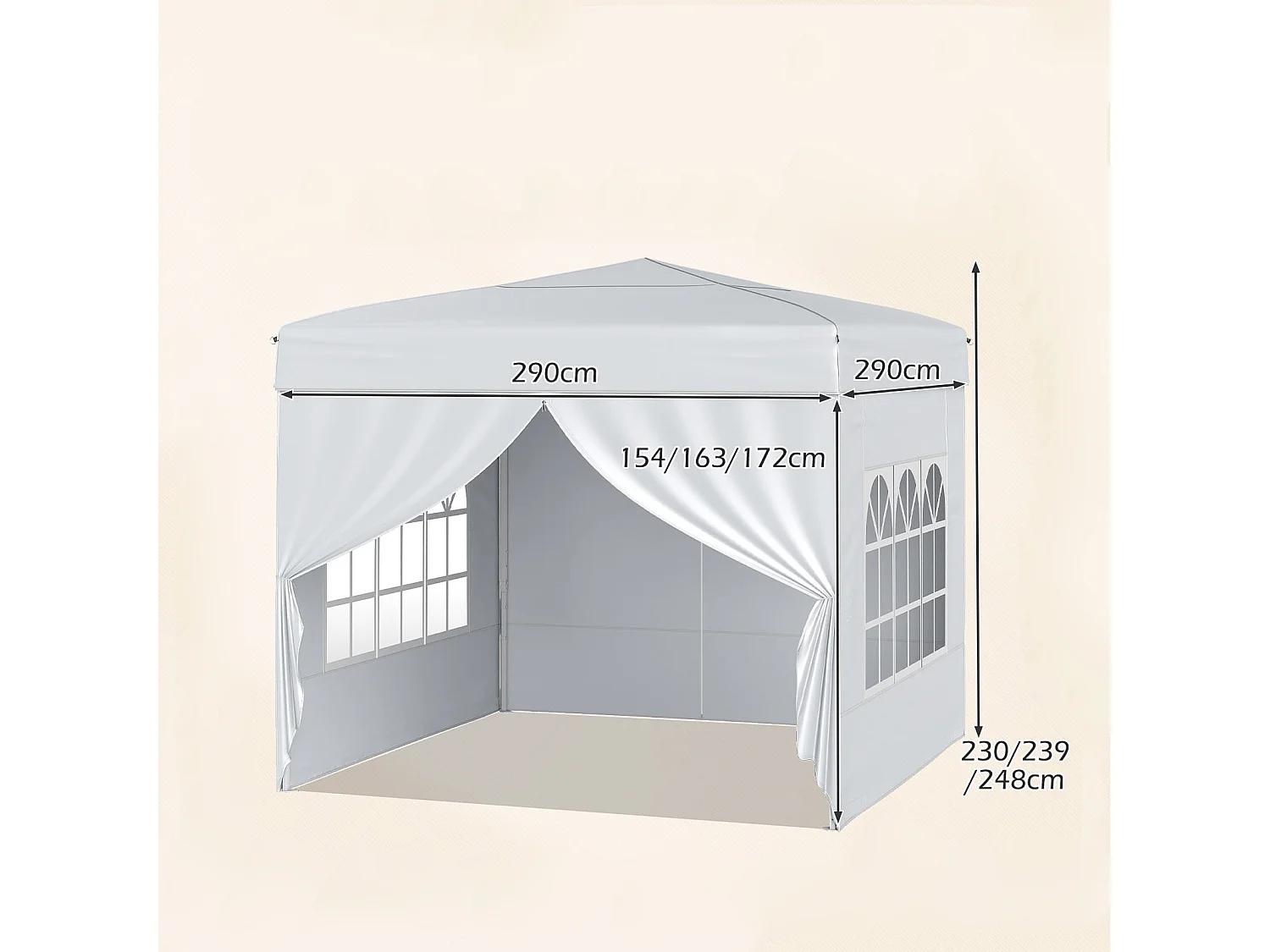 Pavillon pliable avec 4 parois latérales amovibles Tente de jardin