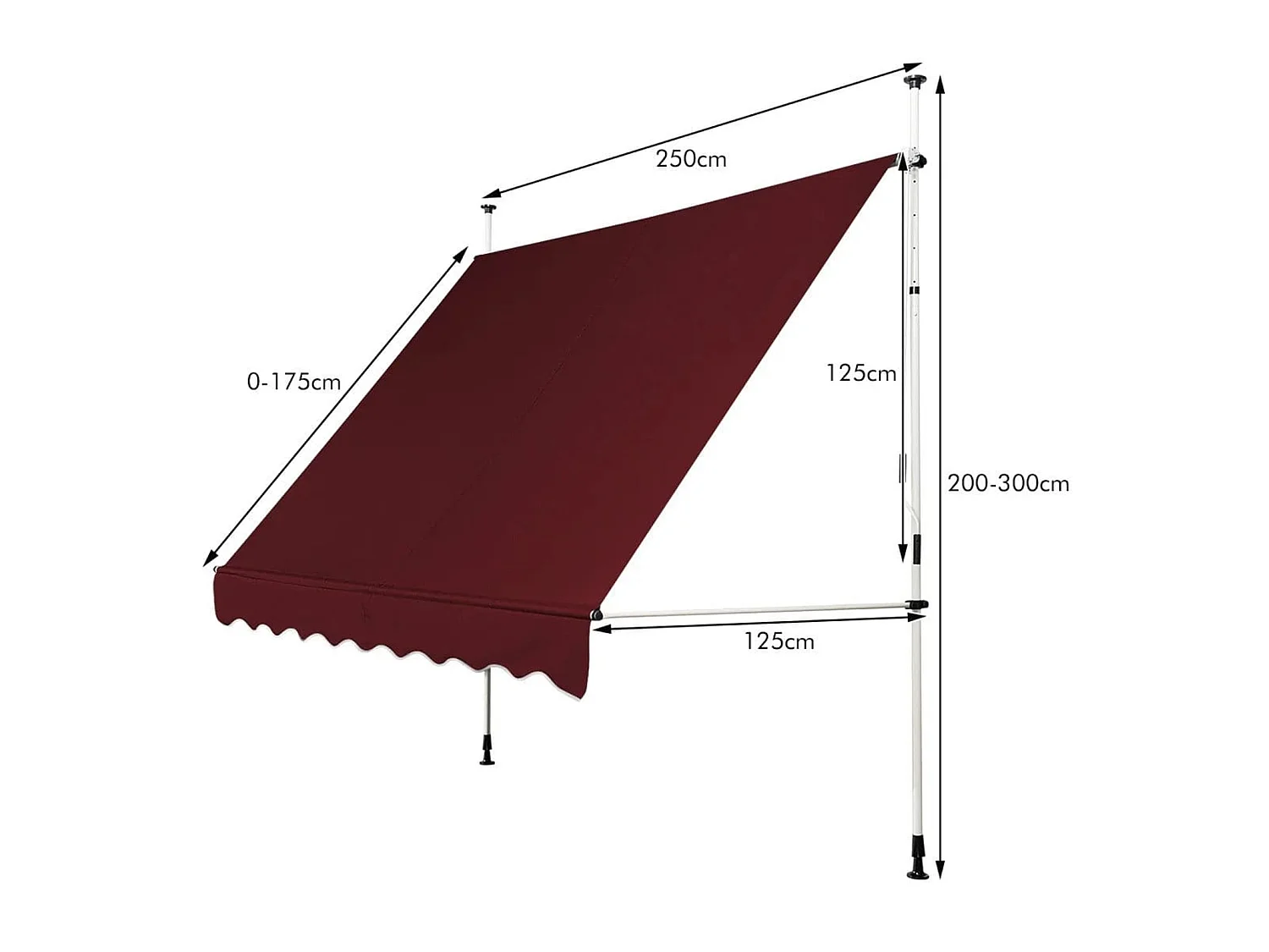 Tenda da giardino a braccio Tenda da terrazza Copertura da 250 cm