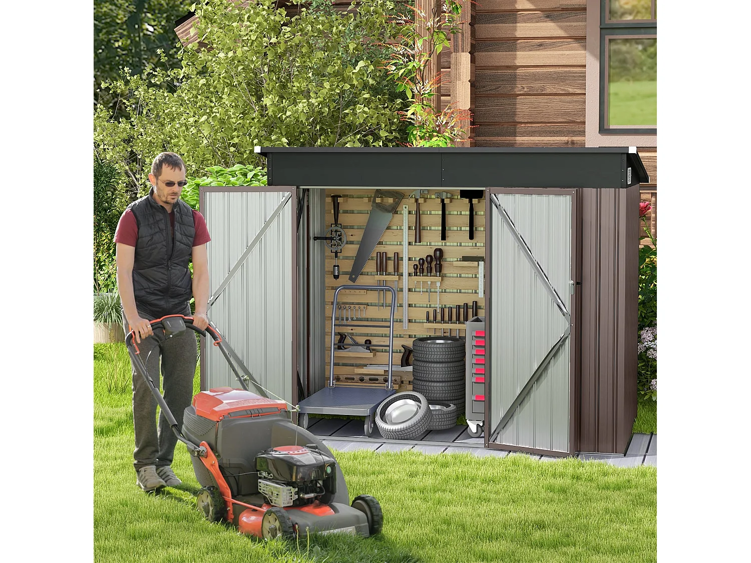 Abri de jardin en métal avec porte - Abri de jardin 235 x 117 x 185 cm