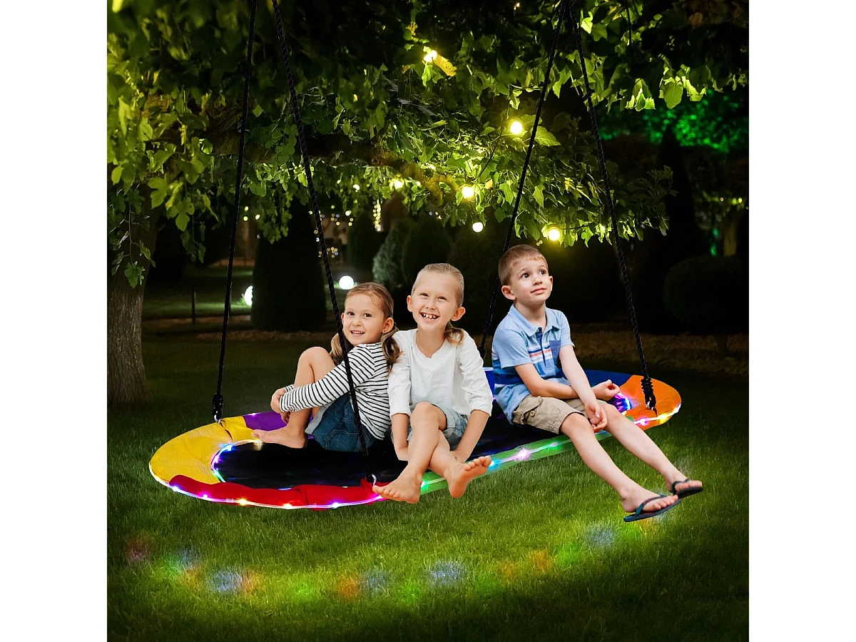 Ovale Gartenschaukel Kinderschaukel „Storchennest“ mit LED-Beleuchtung