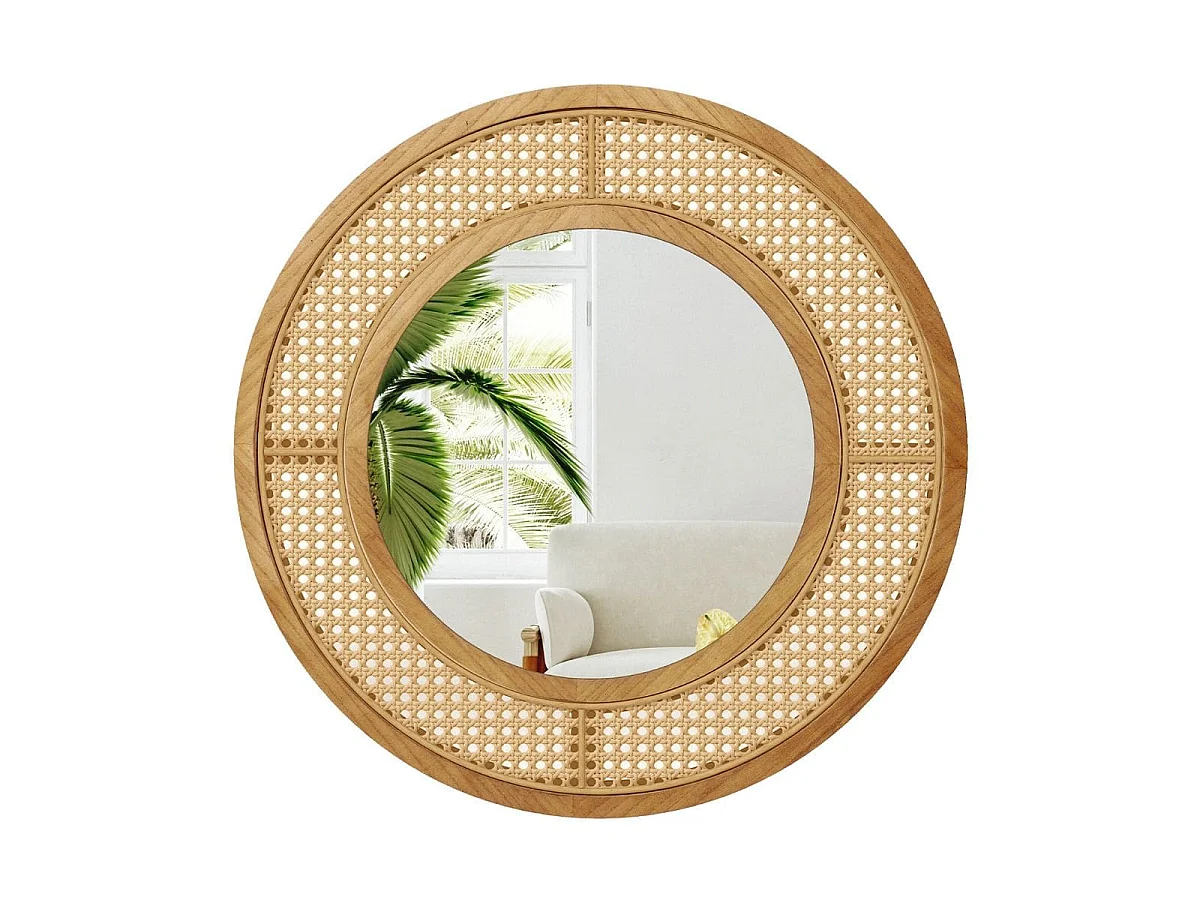 Dekorativer Rattanspiegel im Boho-Stil