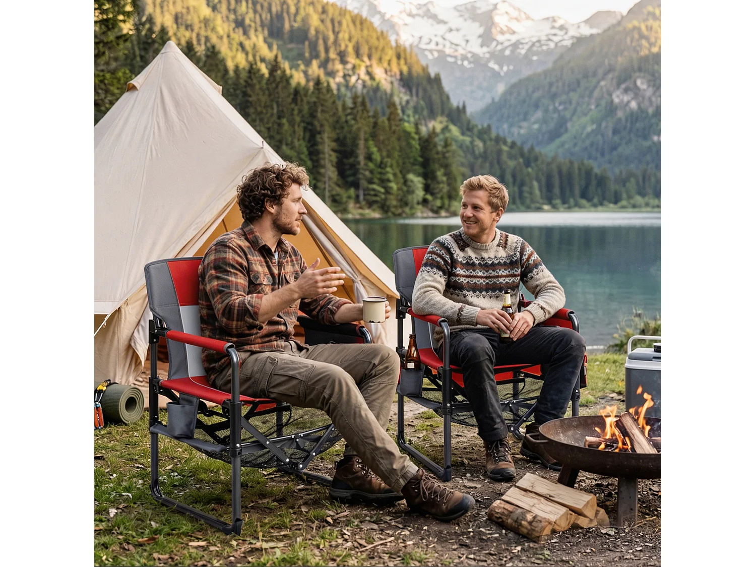 Klappbarer Campingstuhl mit Getränkehalter Campingstuhl