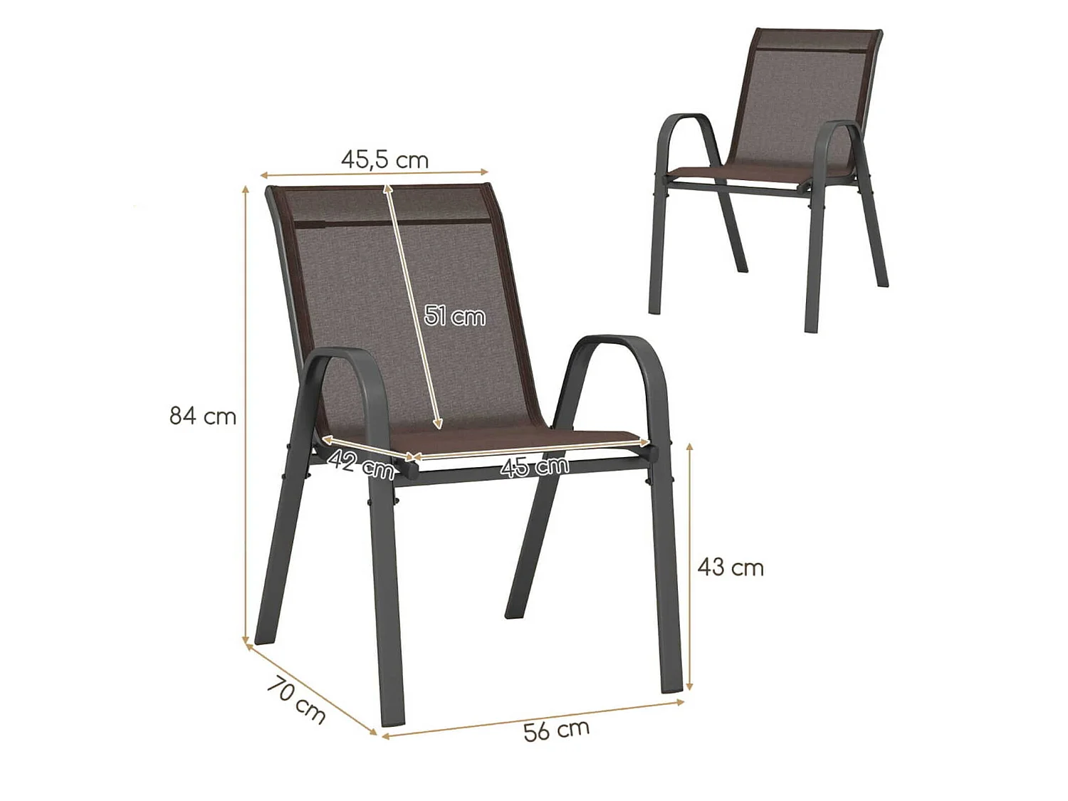 Set di sedie da giardino e da terrazza, 4 pezzi