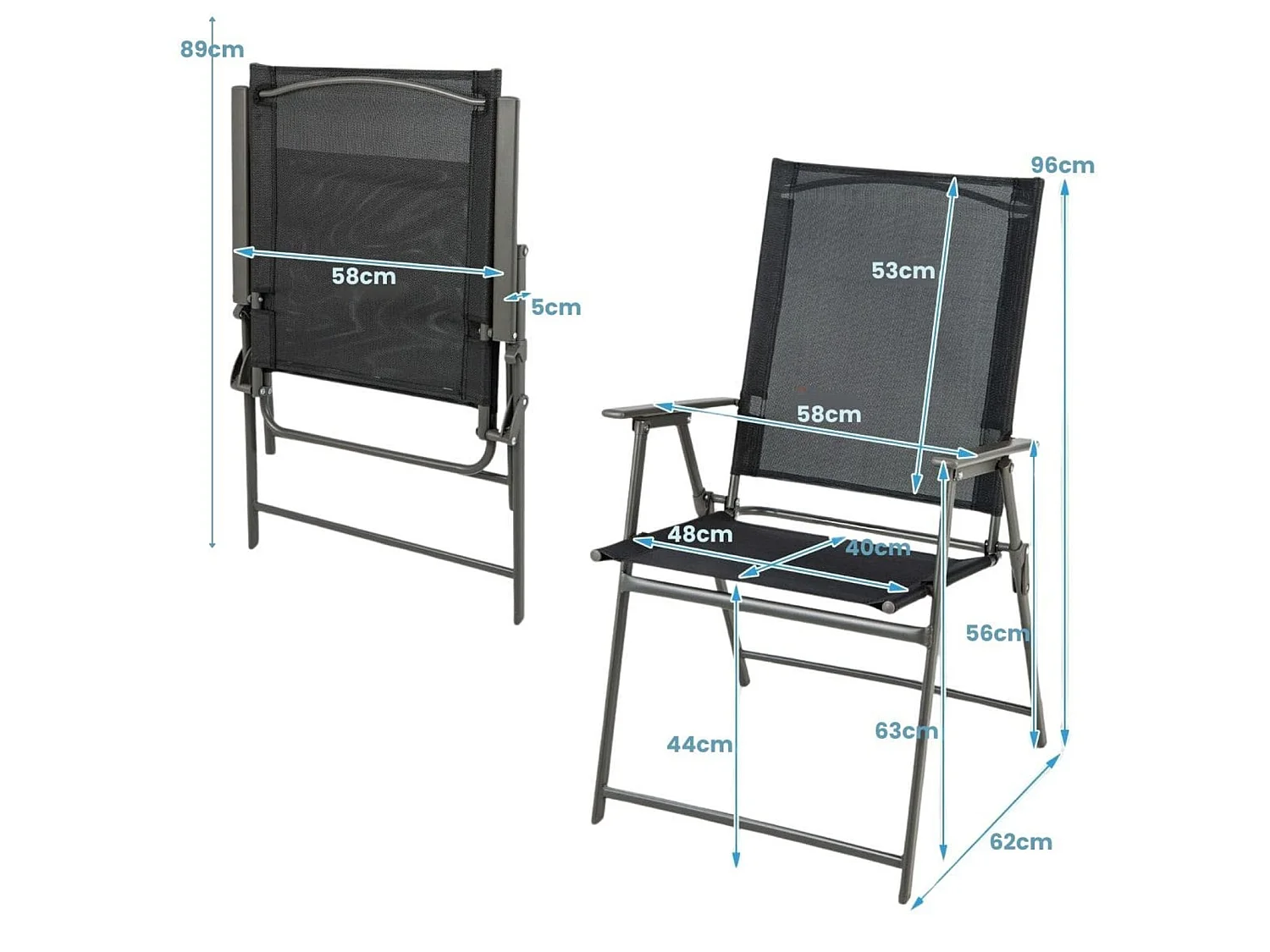 Sedie da giardino pieghevoli - Set di 2 poltrone da giardino