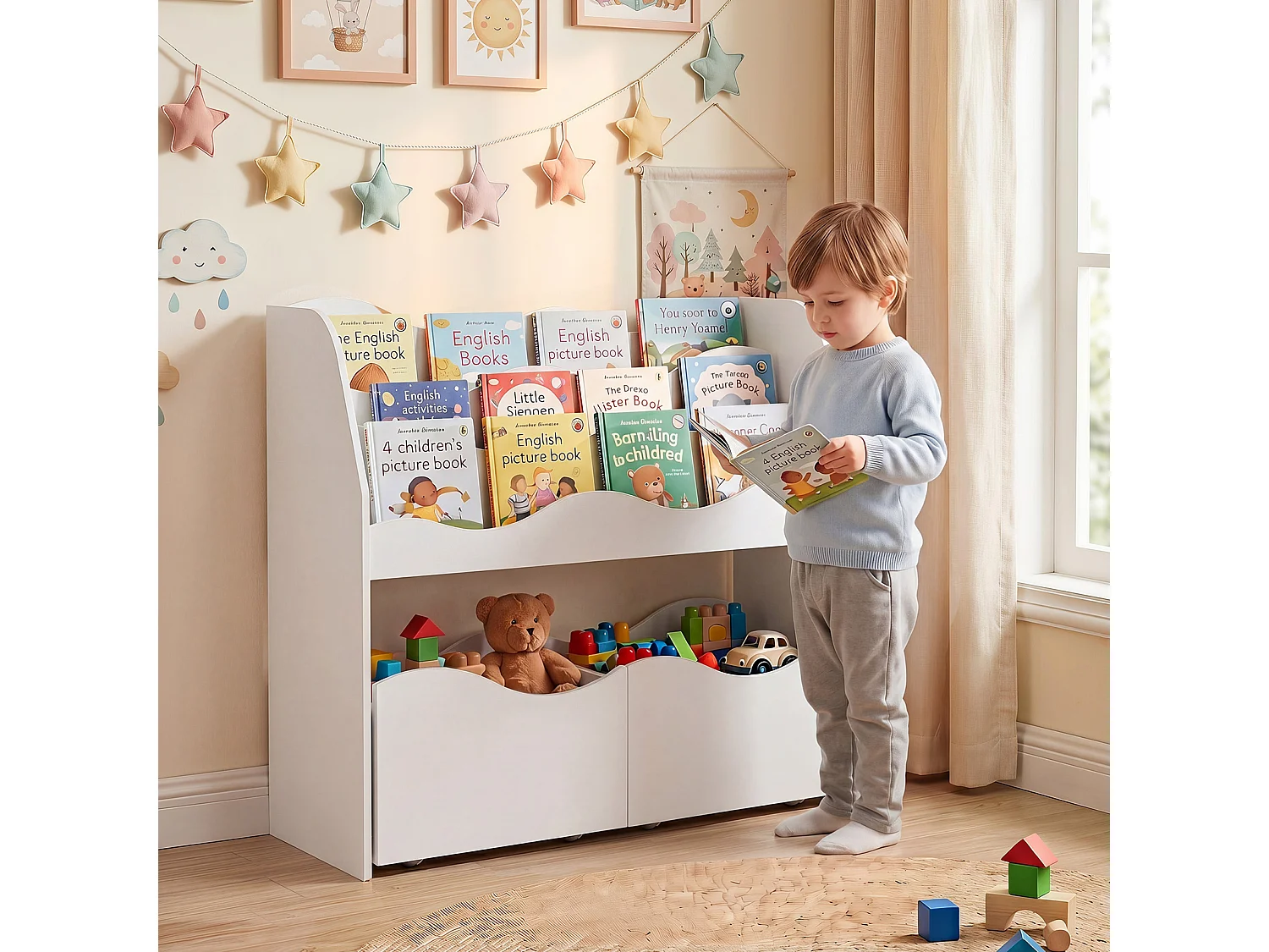 Bücherregal für das Kinderzimmer Spielzeugregal