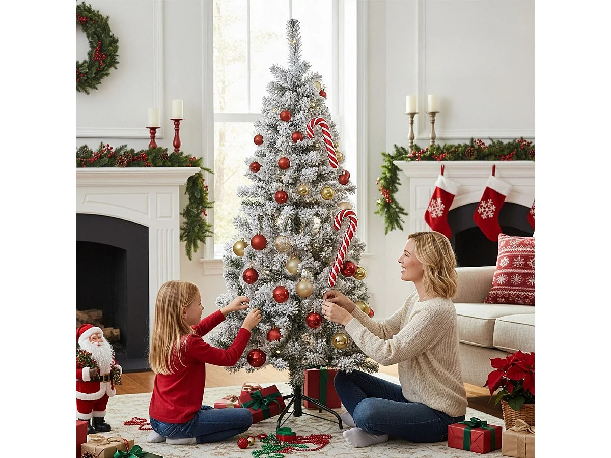 Schmaler künstlicher Weihnachtsbaum mit Beleuchtung – Weihnachtsbaum, 150 cm