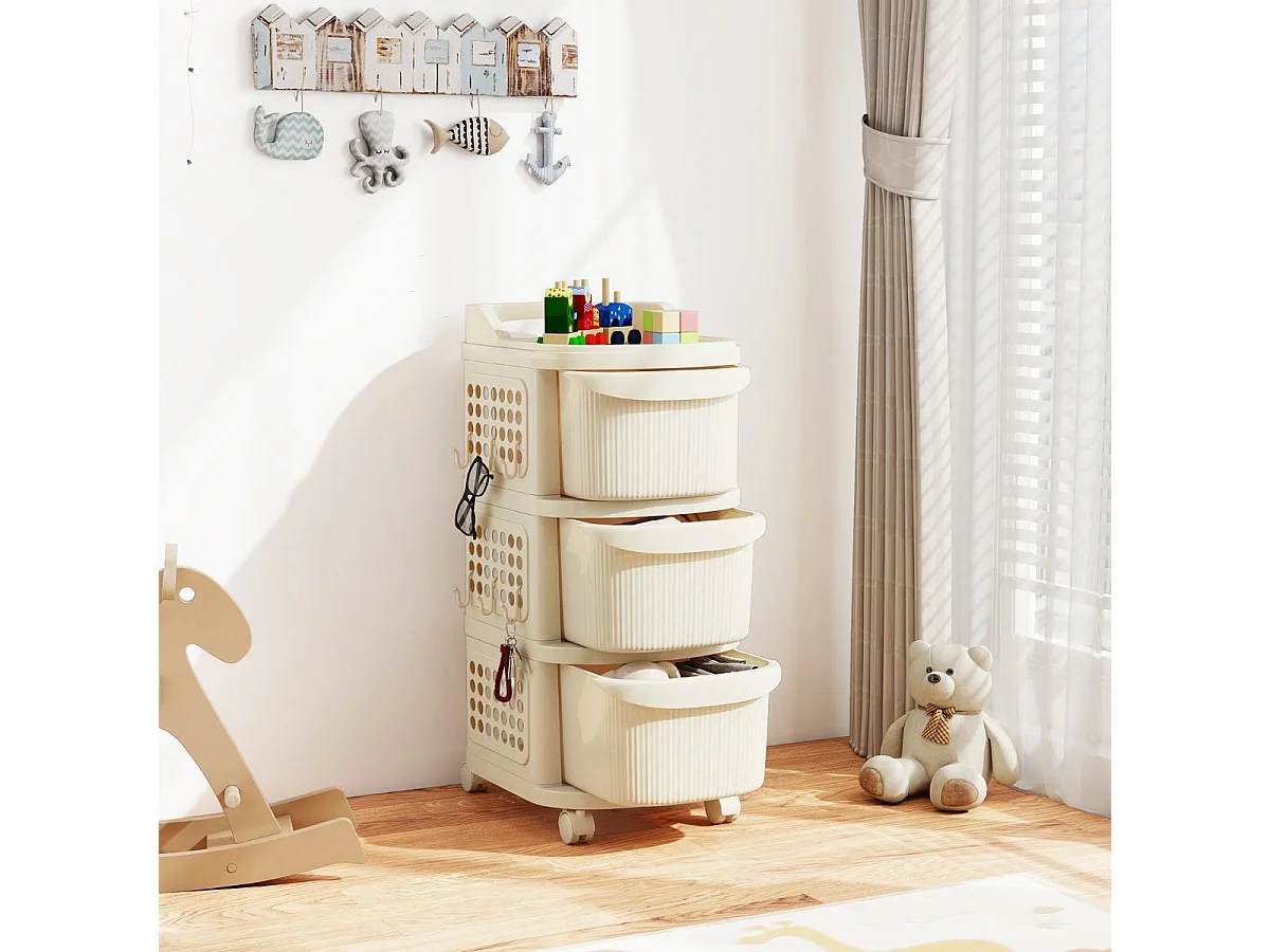 Mobile da bagno su ruote con 3 cassetti
