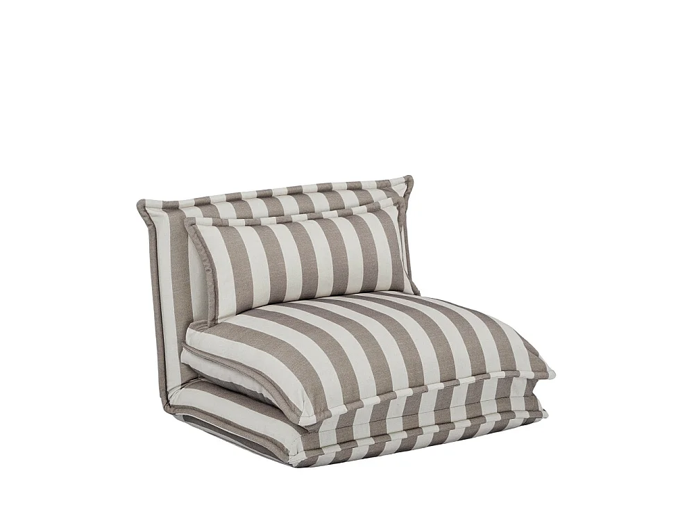 Nala - Chauffeuse convertible 1 place en tissu rayé  - Beige