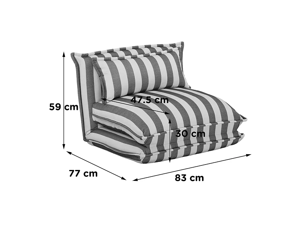 Nala - Chauffeuse convertible 1 place en tissu rayé  - Beige