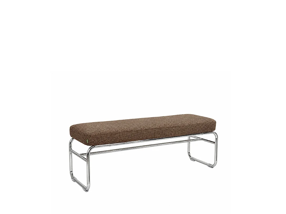 Henri - Banc en tissu pieds chrome L120cm - Marron
