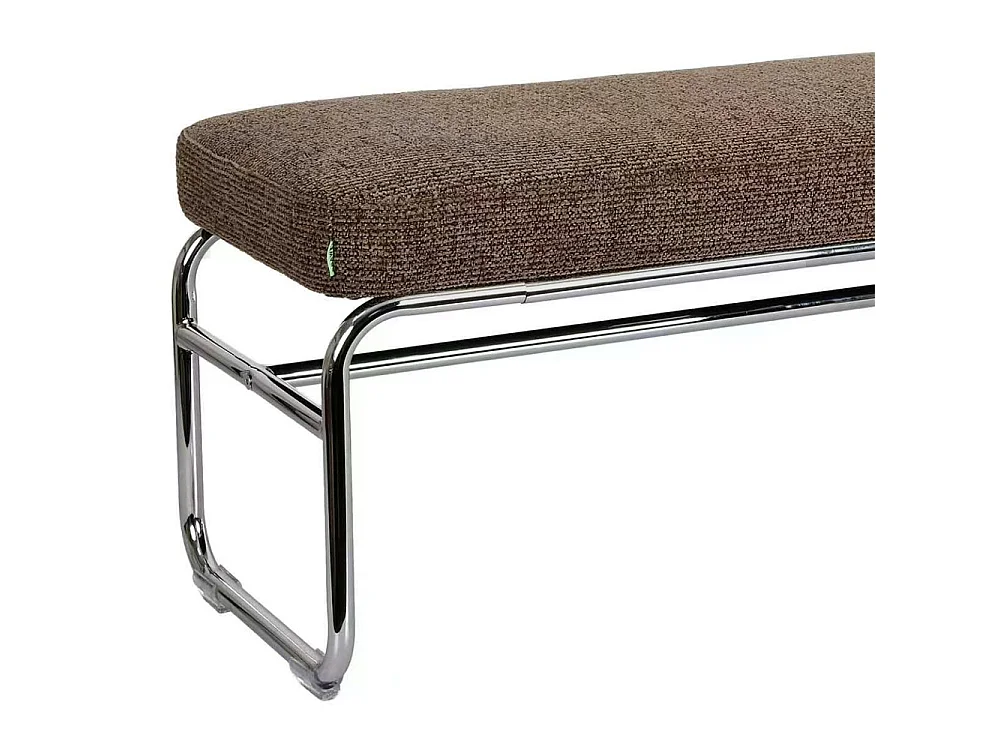 Henri - Banc en tissu pieds chrome L120cm - Marron