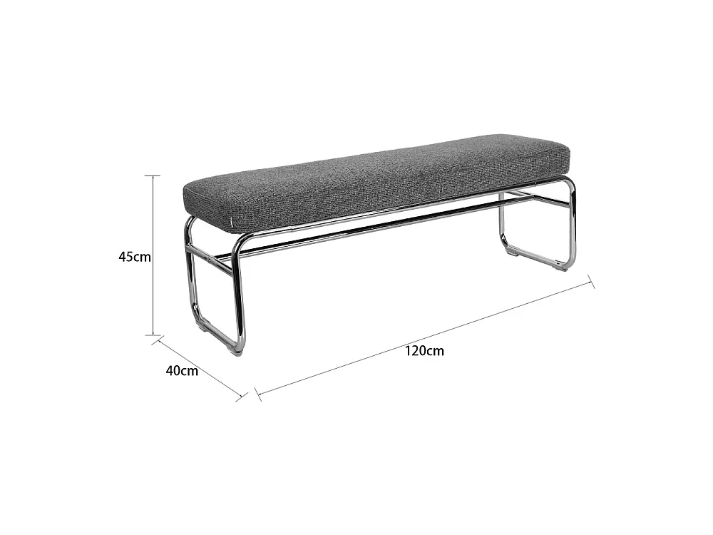 Henri - Banc en tissu pieds chrome L120cm - Marron