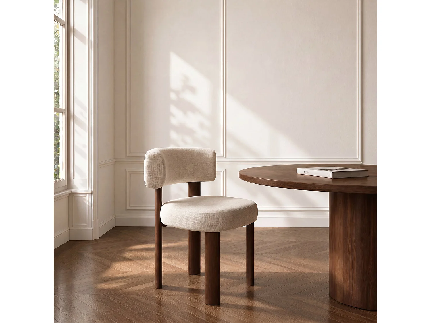 Lot de 2 chaises RICH en velours chenillé crème