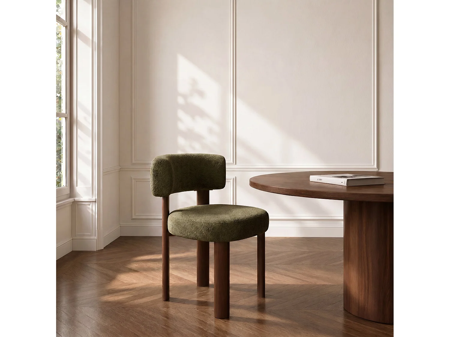 Lot de 2 chaises RICH en tissu bouclette kaki