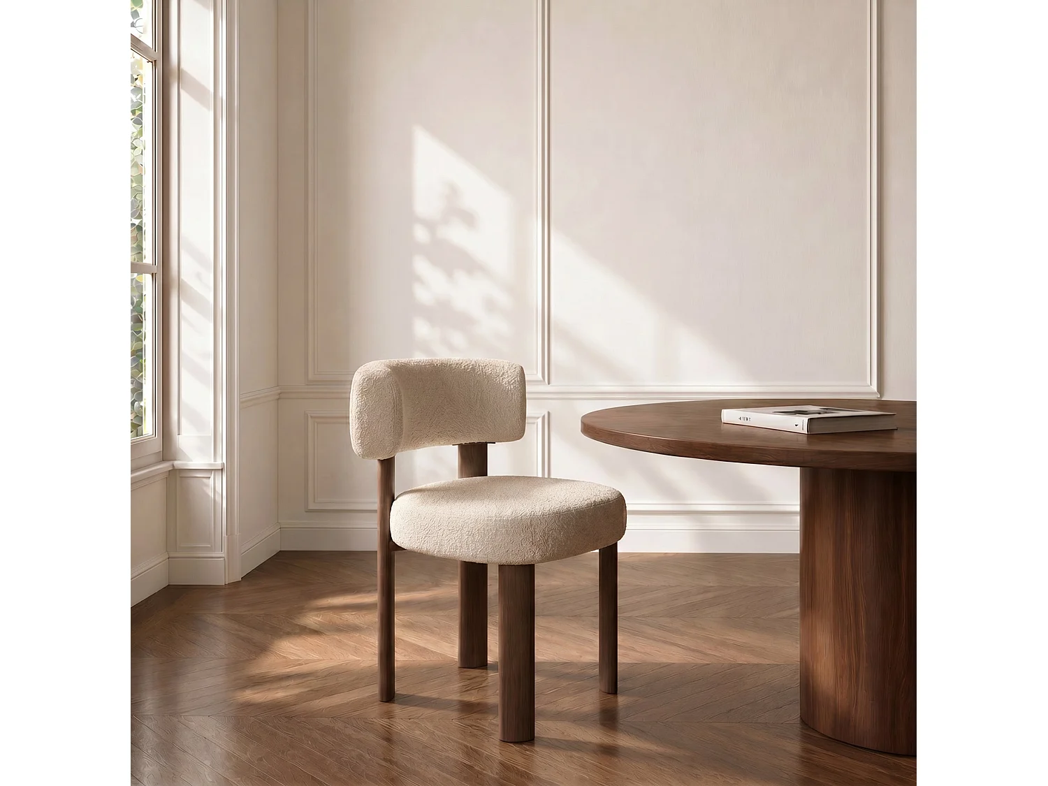 Lot de 2 chaises RICH en tissu bouclette beige