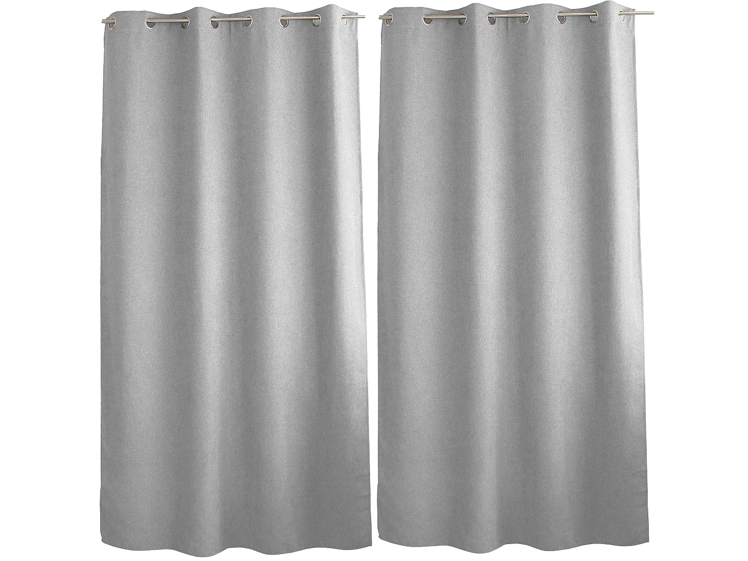 Rideaux Thermique à Œillets, gris clair, 140x240 cm, Lot de 2, Velours chenillé tramé, Collection Blizzard, CMADECO - Gris