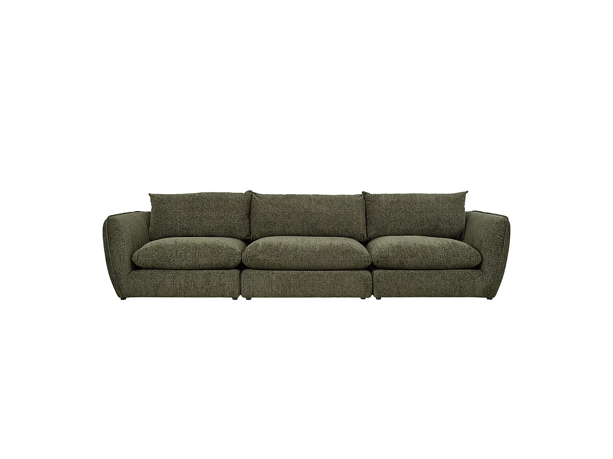 Canapé modulable 3 places en chenille chiné vert LEOPOLD