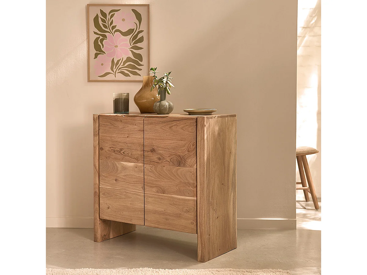 Credenza a 2 ante in acacia massiccia L80