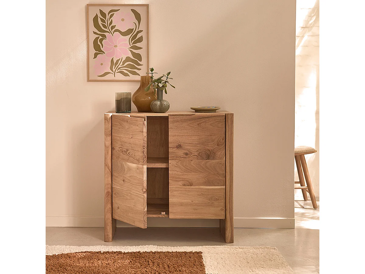 Credenza a 2 ante in acacia massiccia L80