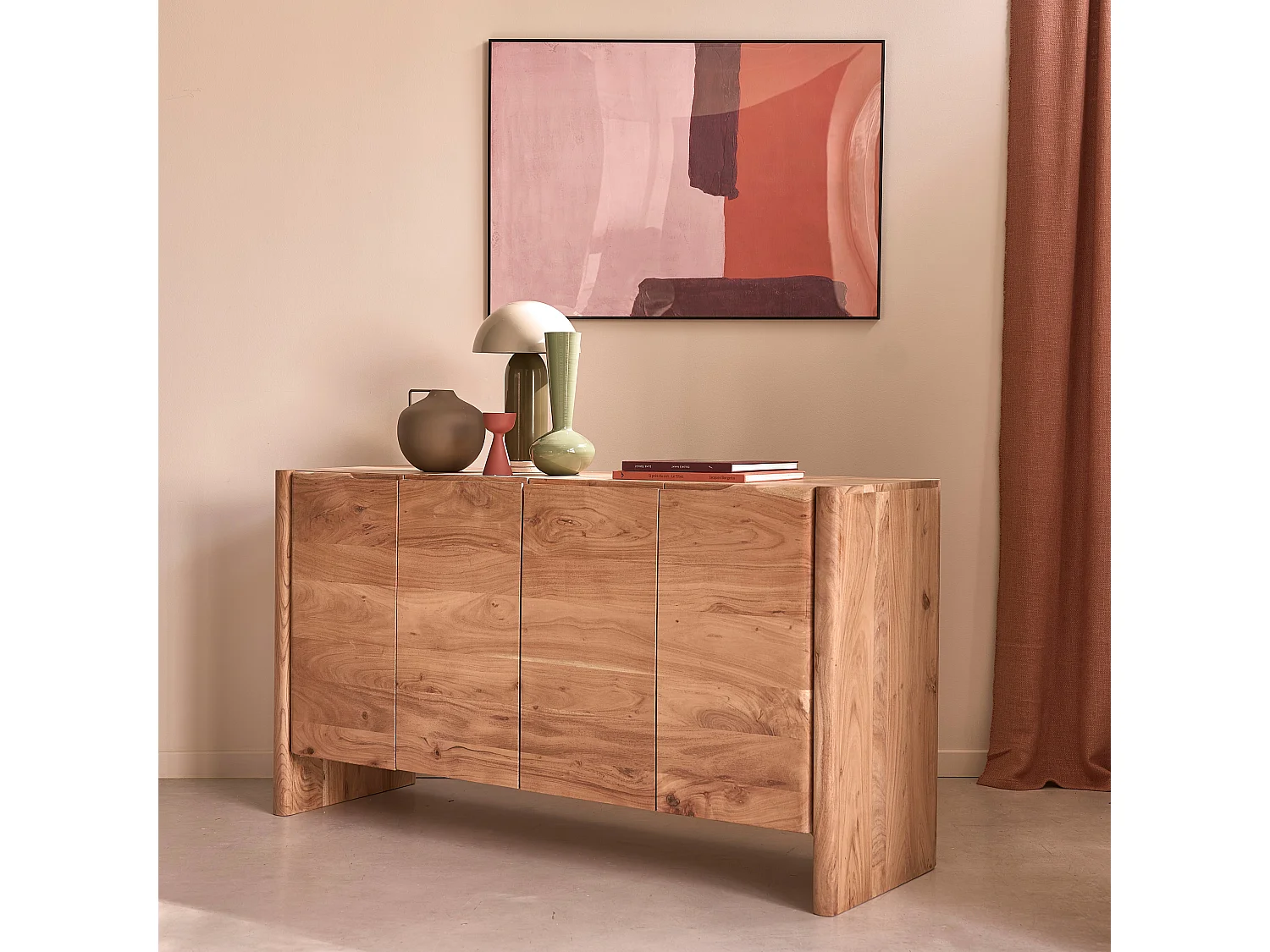 Credenza a 4 ante in acacia massiccia L150