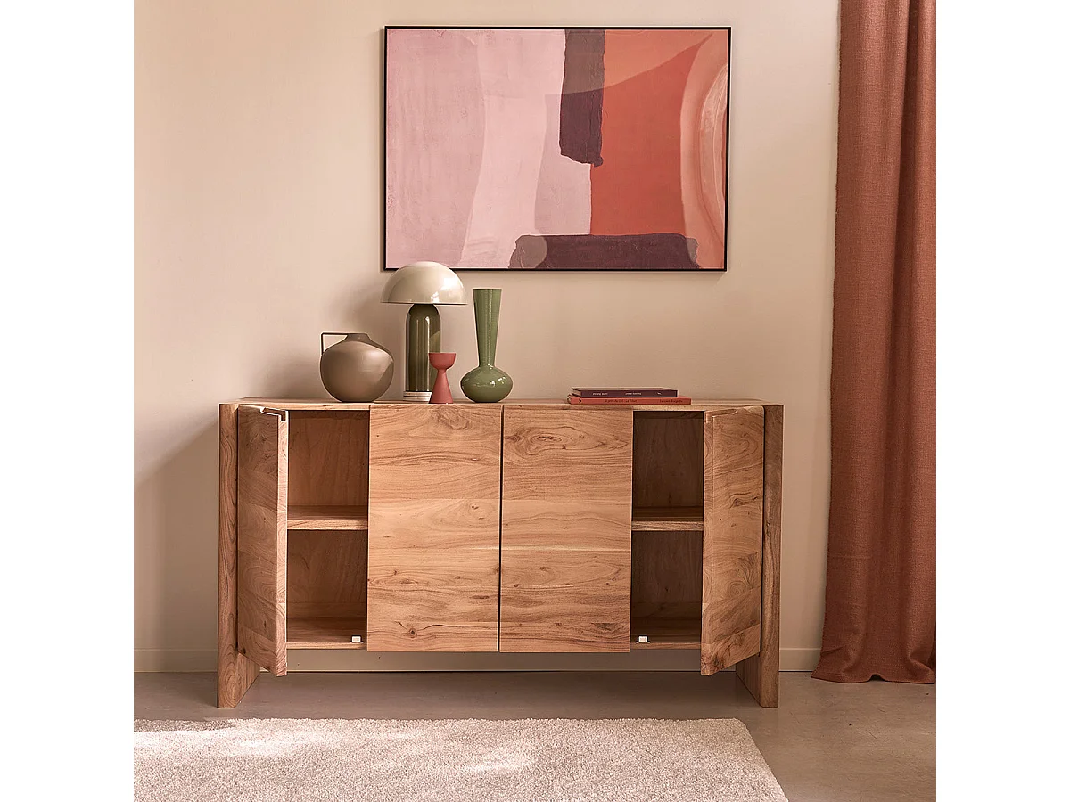 Credenza a 4 ante in acacia massiccia L150