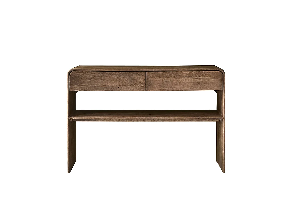 Console 2 tiroirs et niche en manguier massif marron L120 SOFIA