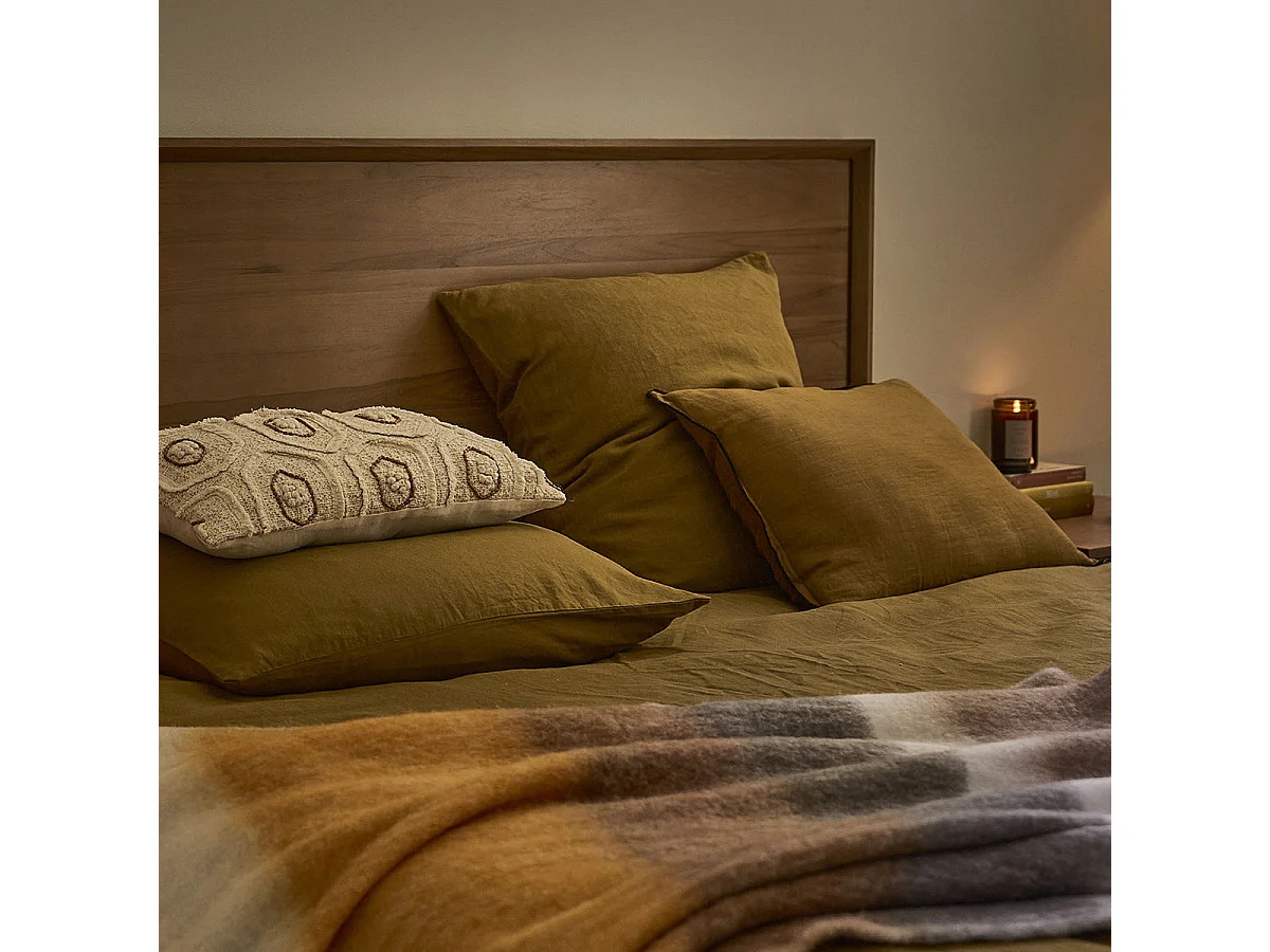 Lit en teck naturel 180 cm avec sommier GUSTAVE