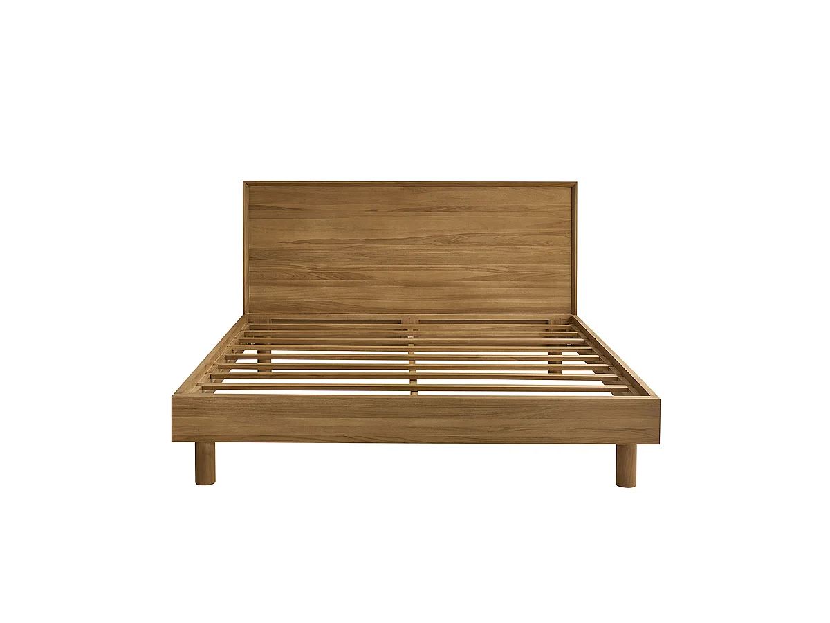 Lit en teck naturel 180 cm avec sommier GUSTAVE